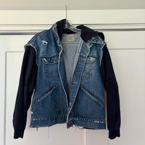 First of a Kind denim x sweatshirt jacket